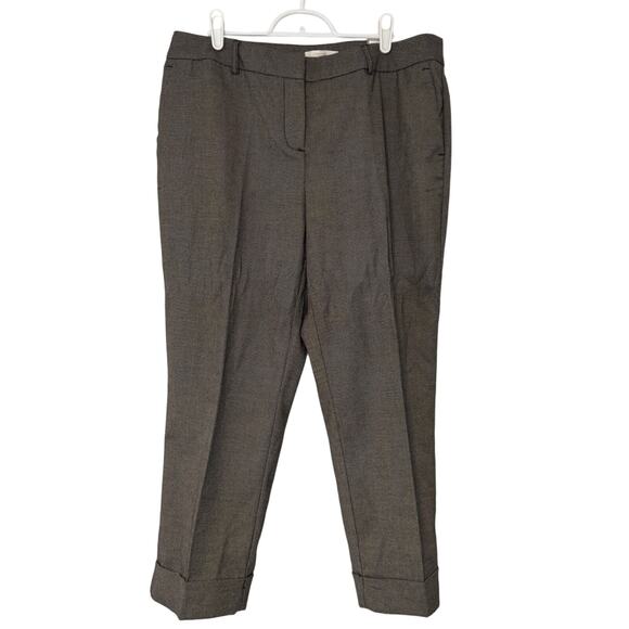 Chico's Ultimate Fit Crop Pants Women's Size 2 US Size 12 Brown Birdseye Cuffed - Picture 1 of 16